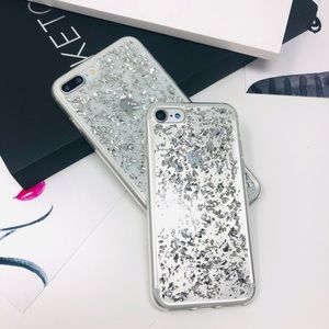 iPhone Silver Glitter Foil Flakes Case